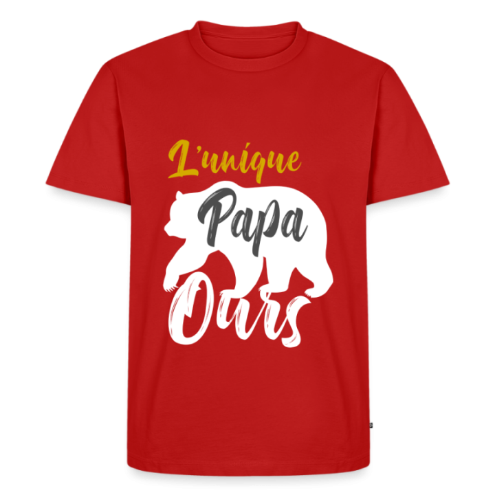 T-shirt premium homme - L'unique papa ours - rouge - front