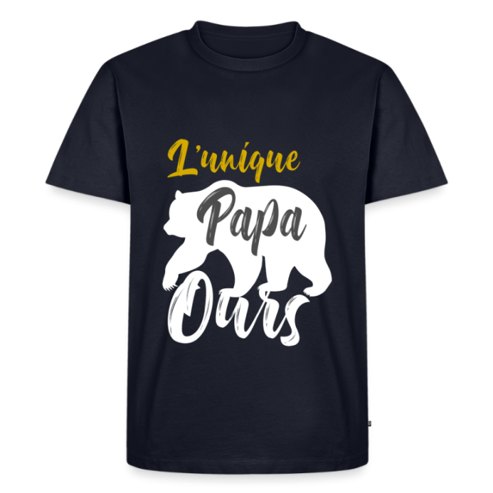 T-shirt premium homme - L'unique papa ours - bleu marine - front