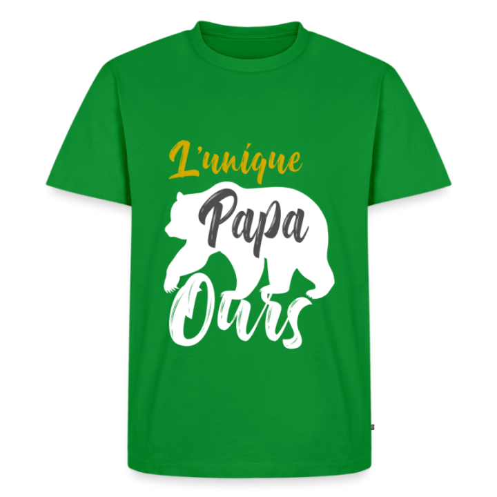 T-shirt premium homme - L'unique papa ours - vert - front