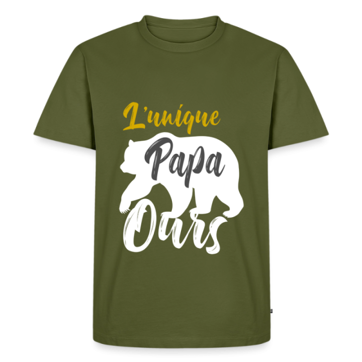 T-shirt premium homme - L'unique papa ours - kaki - front