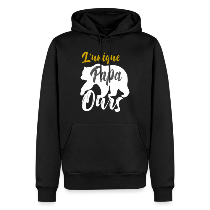 Sweat-shirt à capuche premium homme - L'unique papa ours - noir - front