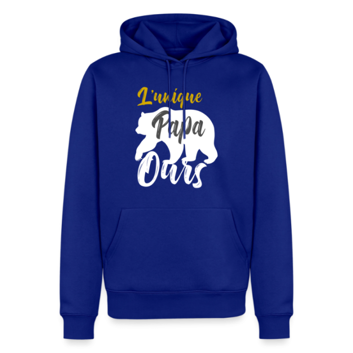 Sweat-shirt à capuche premium homme - L'unique papa ours - bleu roi - front