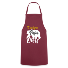 Tablier de cuisine - L'unique papa ours - bordeaux - front