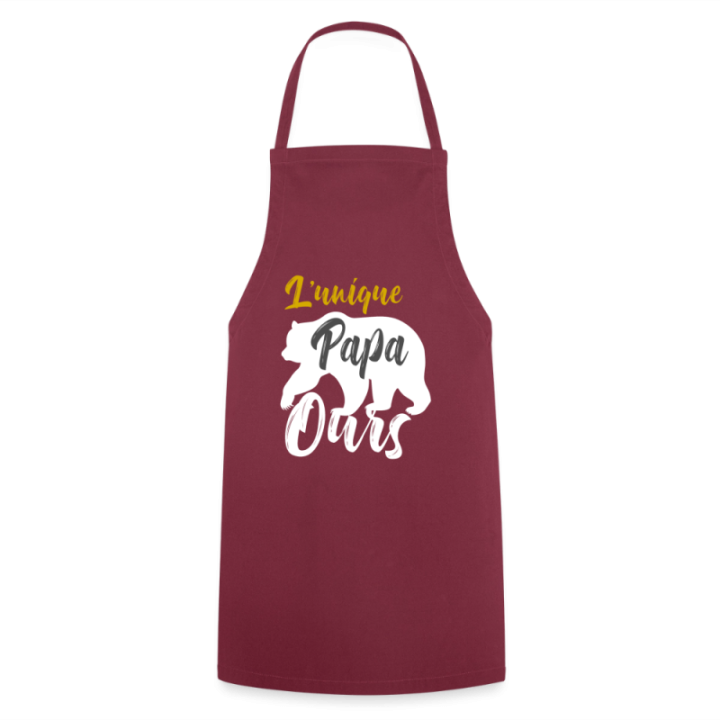 Tablier de cuisine - L'unique papa ours - bordeaux - front