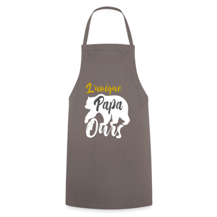 Tablier de cuisine - L'unique papa ours - gris - front