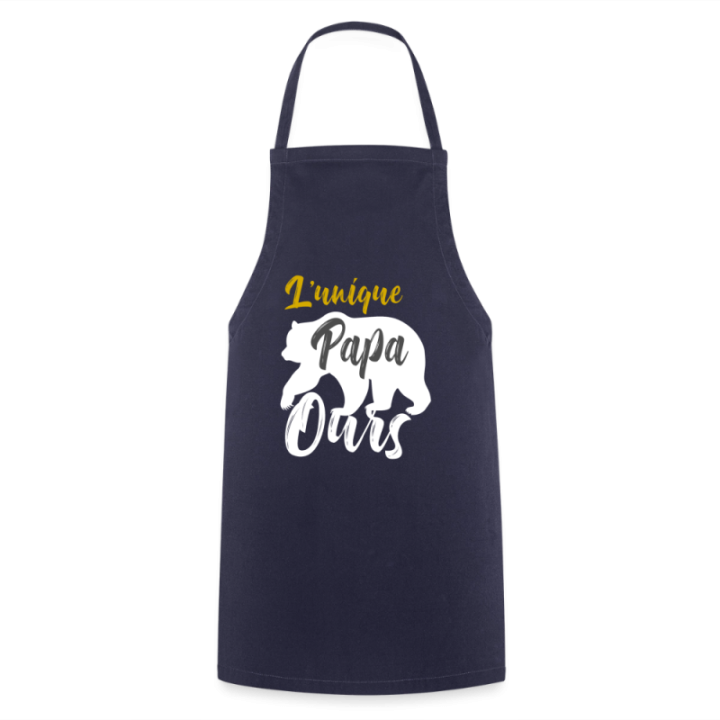 Tablier de cuisine - L'unique papa ours - marine - front