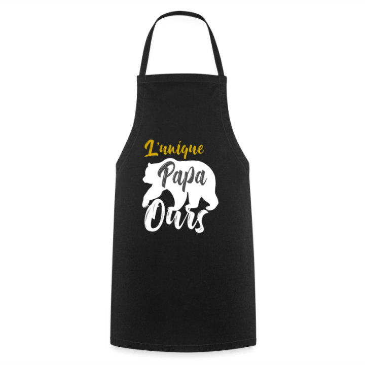 Tablier de cuisine - L'unique papa ours - noir - front