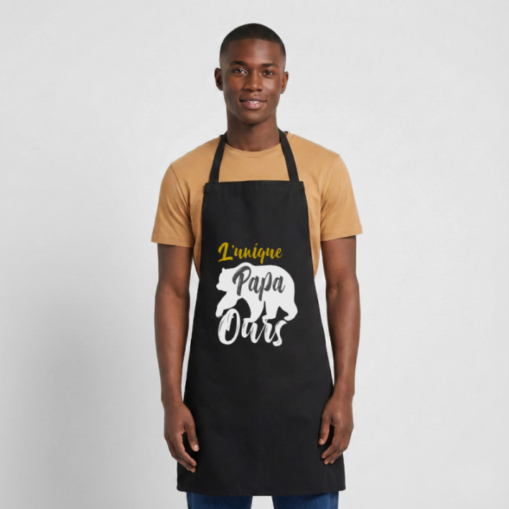 Tablier de cuisine - L'unique papa ours - noir - front