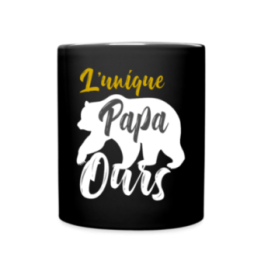 Mug uni - L'unique papa ours - noir - front