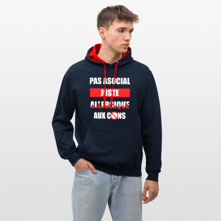  juste allergique aux cons - bleu marine/gris chiné - front