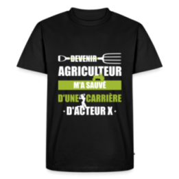 T-shirt premium homme - Devenir agriculteur m'a sauvé - noir - front