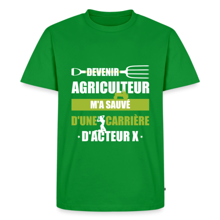 T-shirt premium homme - Devenir agriculteur m'a sauvé - vert - front