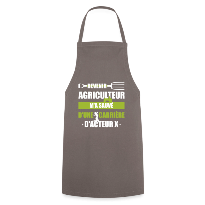 Tablier de cuisine - Devenir agriculteur m'a sauvé - gris - front