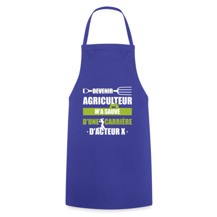 Tablier de cuisine - Devenir agriculteur m'a sauvé - bleu royal - front