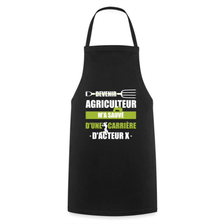 Tablier de cuisine - Devenir agriculteur m'a sauvé - noir - front