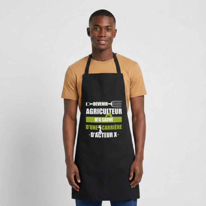 Tablier de cuisine - Devenir agriculteur m'a sauvé - noir - front