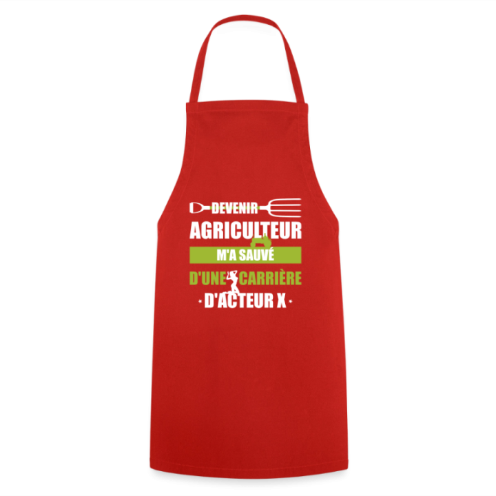 Tablier de cuisine - Devenir agriculteur m'a sauvé - rouge - front