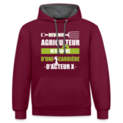 Sweat-shirt à capuche contrasté unisexe - Devenir agriculteur m'a sauvé