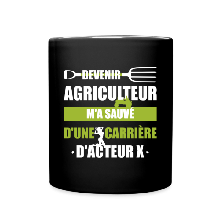 Mug uni - Devenir agriculteur m'a sauvé - noir - front