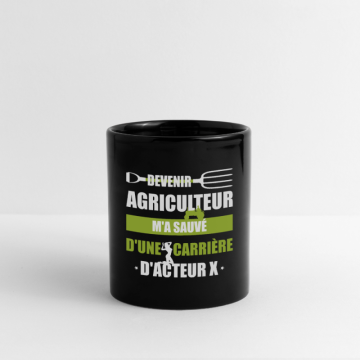 Mug uni - Devenir agriculteur m'a sauvé - noir - front