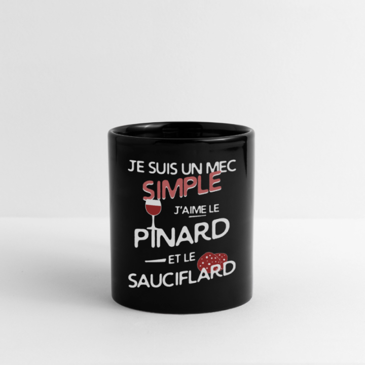 Mug uni - Un mec simple: Pinard et sauciflard - noir - front