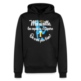 Sweat-shirt à capuche premium homme - Un match de Marseille