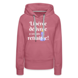 Sweat-shirt à capuche premium femme - Libérée Délivrée Retraitée - mauve - front