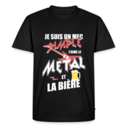 T-shirt premium homme - Un mec simple: Métal et bière - noir - front