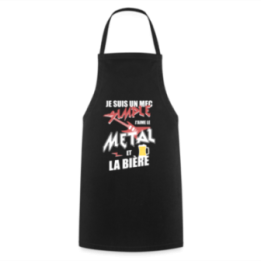Tablier de cuisine - Un mec simple: Métal et bière - noir - front