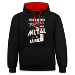 Sweat-shirt à capuche contrasté unisexe - Un mec simple: Métal et bière