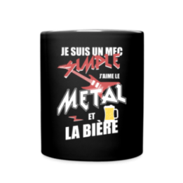 Mug uni - Un mec simple: Métal et bière - noir - front