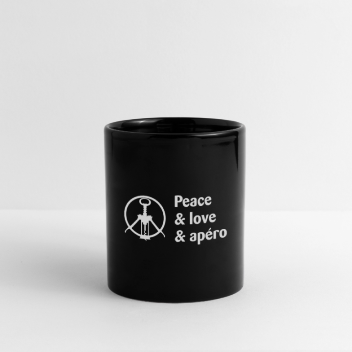 Mug uni - Peace Love Apéro - noir - front