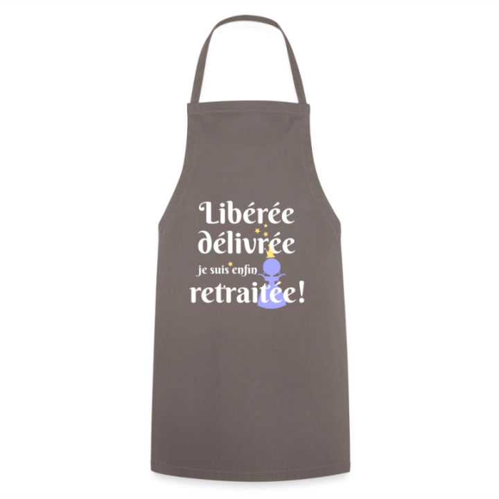 Tablier de cuisine - Libérée Délivrée Retraitée - gris - front