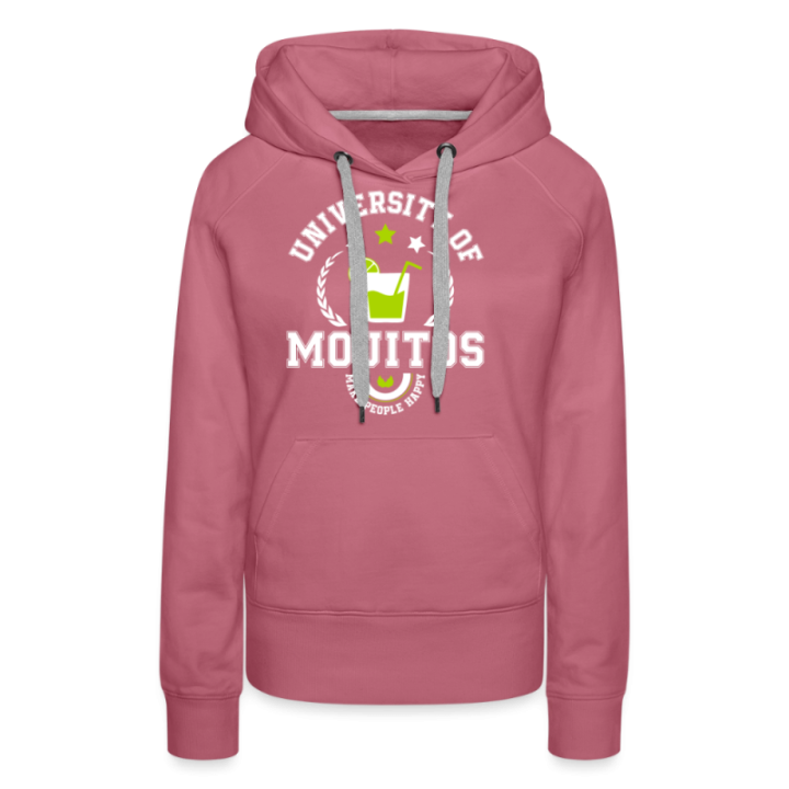 Sweat-shirt à capuche premium femme - University of mojitos - mauve - front