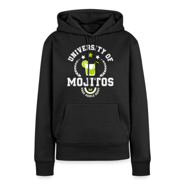 Sweat-shirt à capuche premium femme - University of mojitos - noir - front