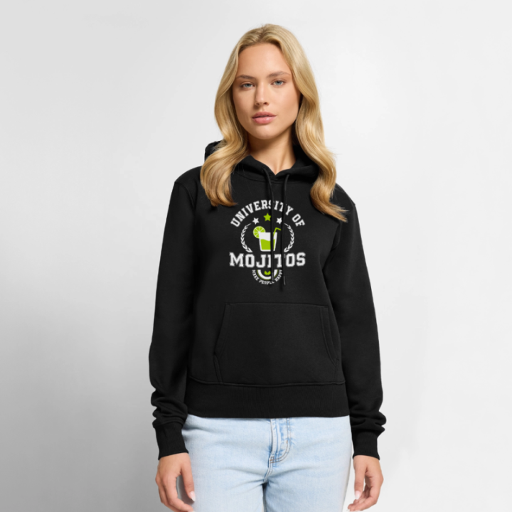 Sweat-shirt à capuche premium femme - University of mojitos - noir - front