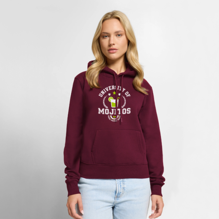 Sweat-shirt à capuche premium femme - University of mojitos - bourgogne - front