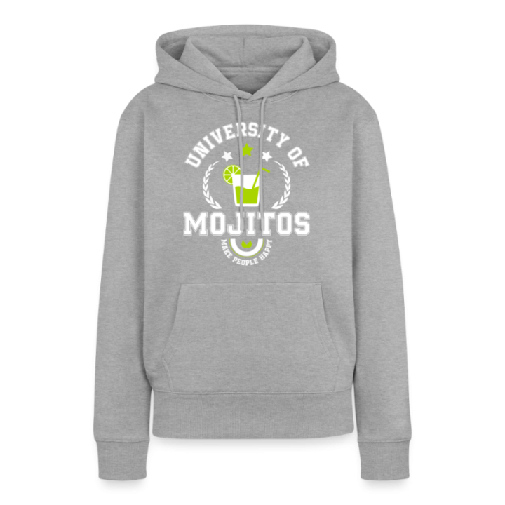 Sweat-shirt à capuche premium femme - University of mojitos - gris chiné - front