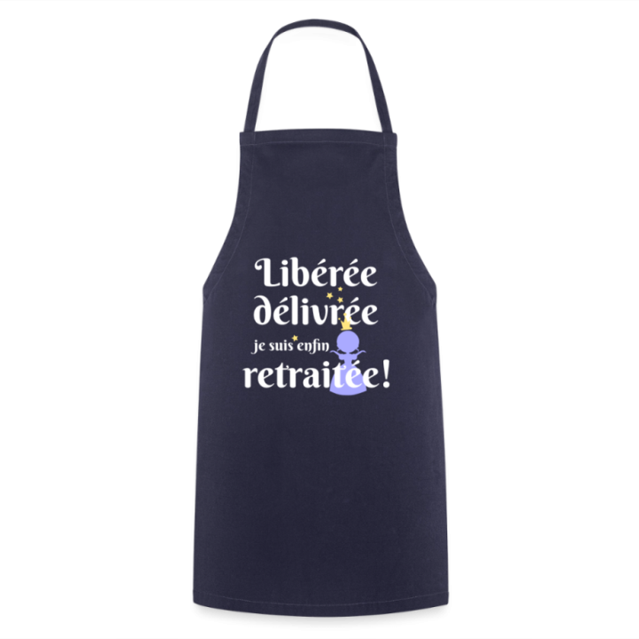 Tablier de cuisine - Libérée Délivrée Retraitée - marine - front
