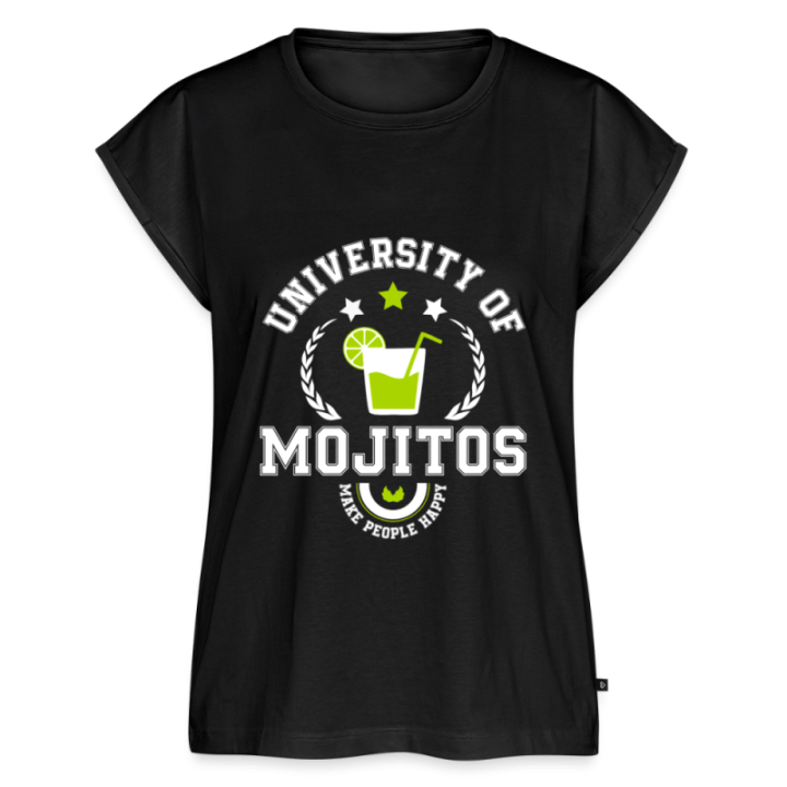 T-shirt à manches retroussées femme - University of mojitos - noir - front