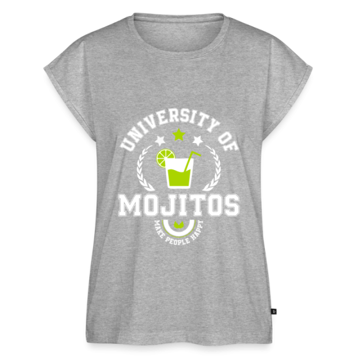T-shirt à manches retroussées femme - University of mojitos - gris chiné - front