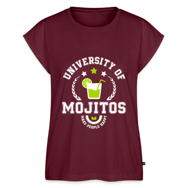 T-shirt à manches retroussées femme - University of mojitos - bourgogne - front