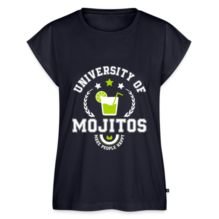 T-shirt à manches retroussées femme - University of mojitos - bleu marine - front