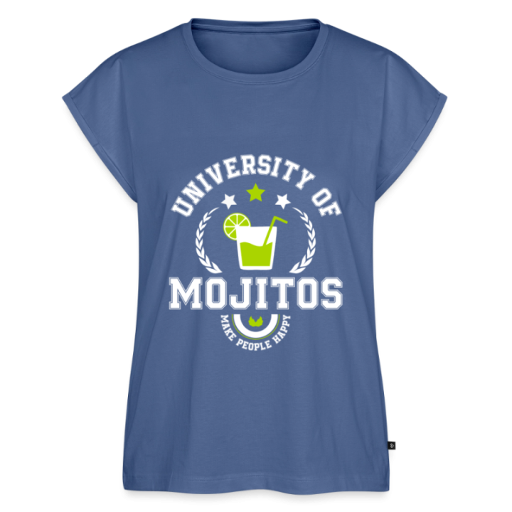 T-shirt à manches retroussées femme - University of mojitos - bleu pigeon - front