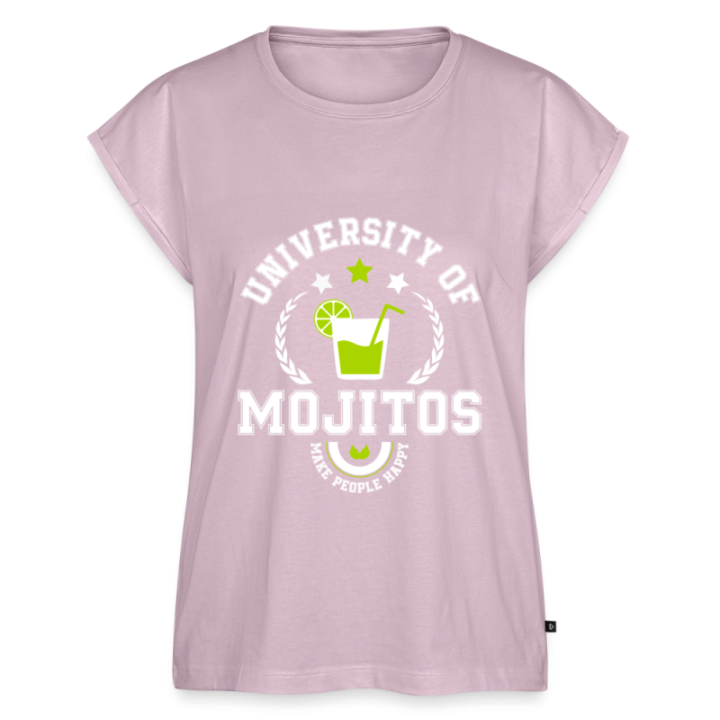 T-shirt à manches retroussées femme - University of mojitos - rose poudré - front