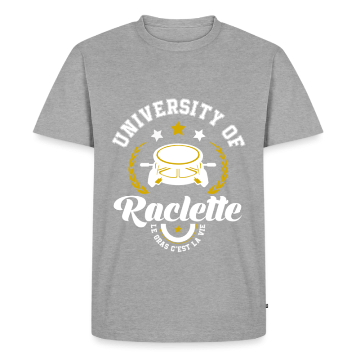 T-shirt premium homme - University of raclette - gris chiné - front