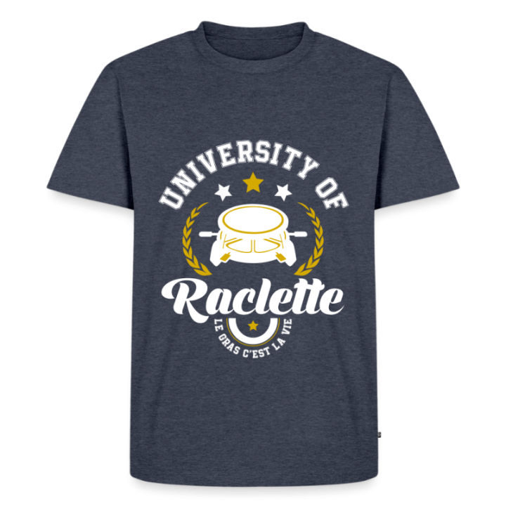 T-shirt premium homme - University of raclette - bleu jeans  - front