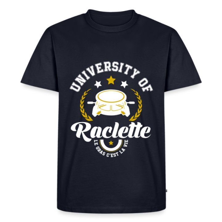 T-shirt premium homme - University of raclette - bleu marine - front