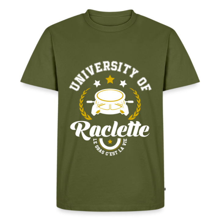 T-shirt premium homme - University of raclette - kaki - front