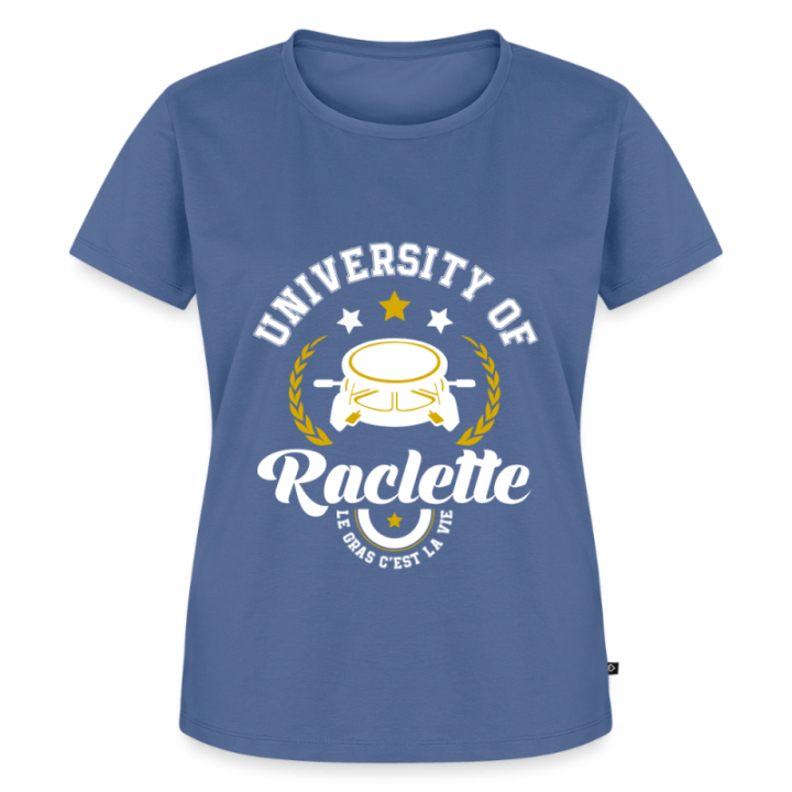 T-shirt premium femme - University of raclette - bleu pigeon - front